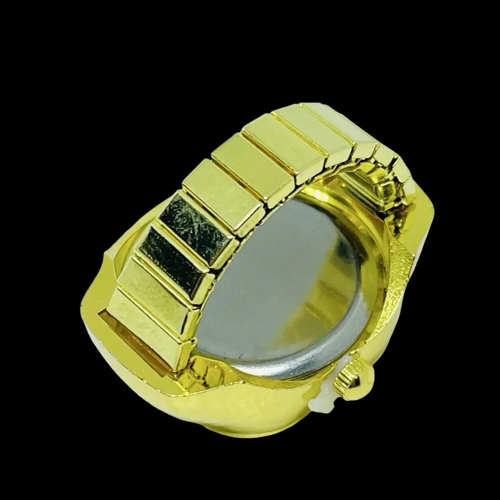 BOZHI Ring Watch Gold Heart Design With Crystals New